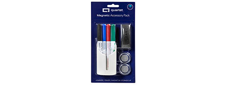 QUARTET MAGNETIC WHITEBOARD ACCESSORY CUP WITH MARKERS & ERASER