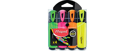 MAPED VIVID INK HIGHLIGHTERS - ASSORTED COLOURS, CHISEL TIP
