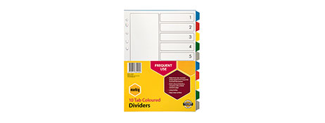 MARBIG A4 MULTI-COLOUR INDEX DIVIDERS FOR EASY FILING