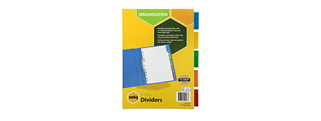 MARBIG A4 MULTI-COLOUR INDEX DIVIDERS FOR FILING