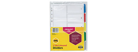 MARBIG A4 MULTI-COLOUR INDEX DIVIDERS FOR EASY FILING