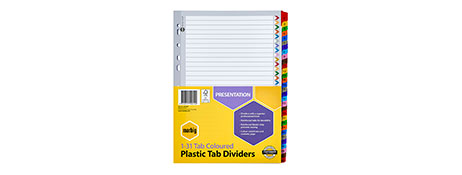 MARBIG A4 MULTI-COLOUR INDEX DIVIDERS FOR EASY FILING