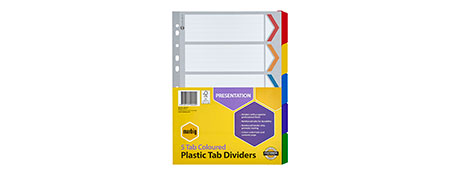 MARBIG A4 MULTI-COLOUR INDEX DIVIDERS FOR EASY FILING