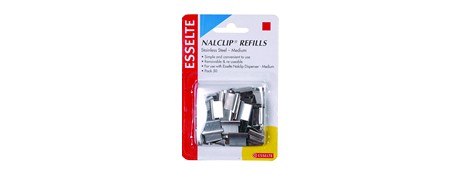 NALCLIP MEDIUM STEEL REFILLS FOR SECURE, HOLE-FREE DOCUMENT FASTENING