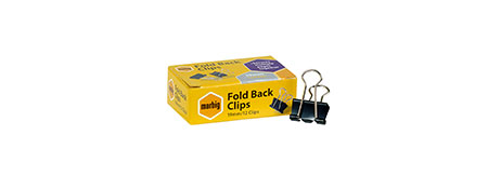 METAL FOLD BACK CLIPS ASSORTED SIZES BOX OF 12 FOR OFFICE USE