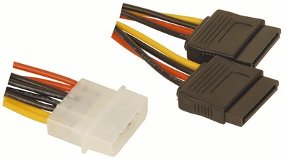 GENERIC/UNSPECIFIED MANUFACTURER MOLEX TO 2X SATA POWER ADAPTER CABLE 200MM - RELIABLE PC BUILDING