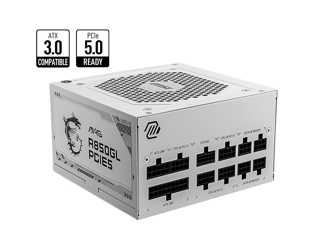 MSI MAG A850GL PCIE5 850W WHITE POWER SUPPLY UNIT