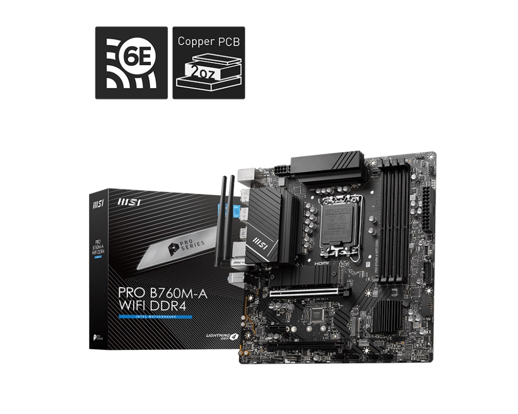 MSI PRO B760M-A WIFI DDR4 MOTHERBOARD FOR RELIABLE BUILDS