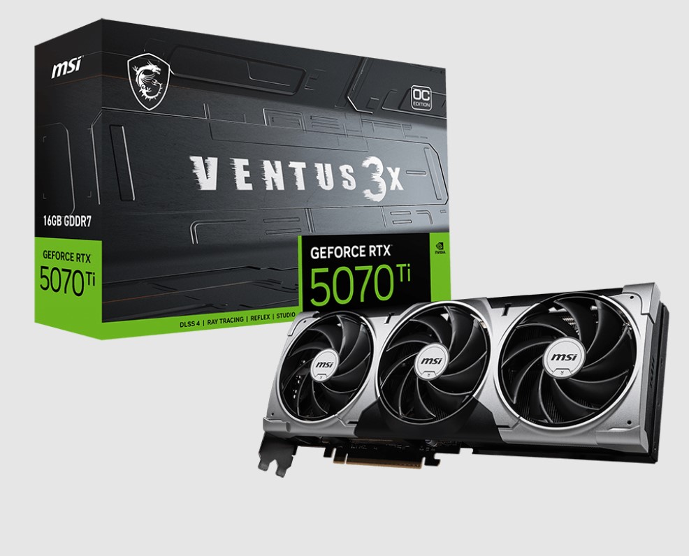 MSI GEFORCE RTX 5070 TI 16G VENTUS 3X OC GRAPHICS CARD