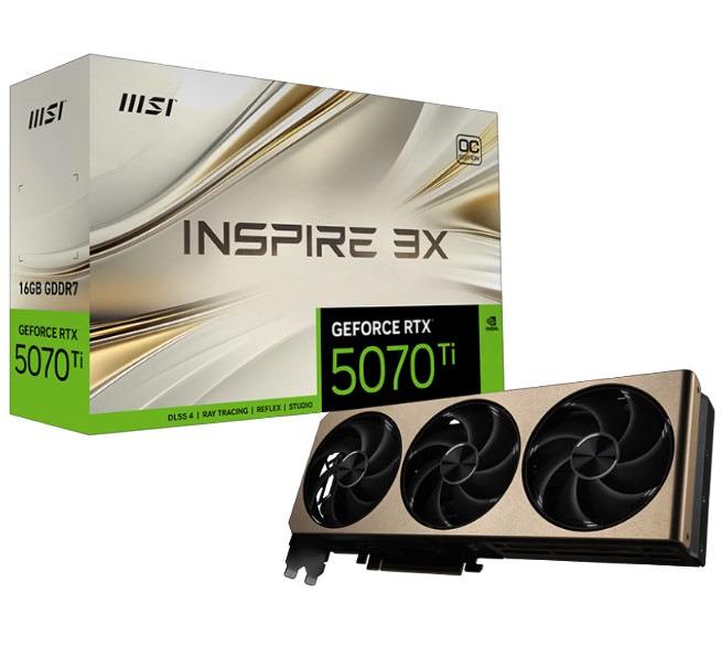 MSI GEFORCE RTX 5070 TI 16G INSPIRE 3X OC GRAPHICS CARD