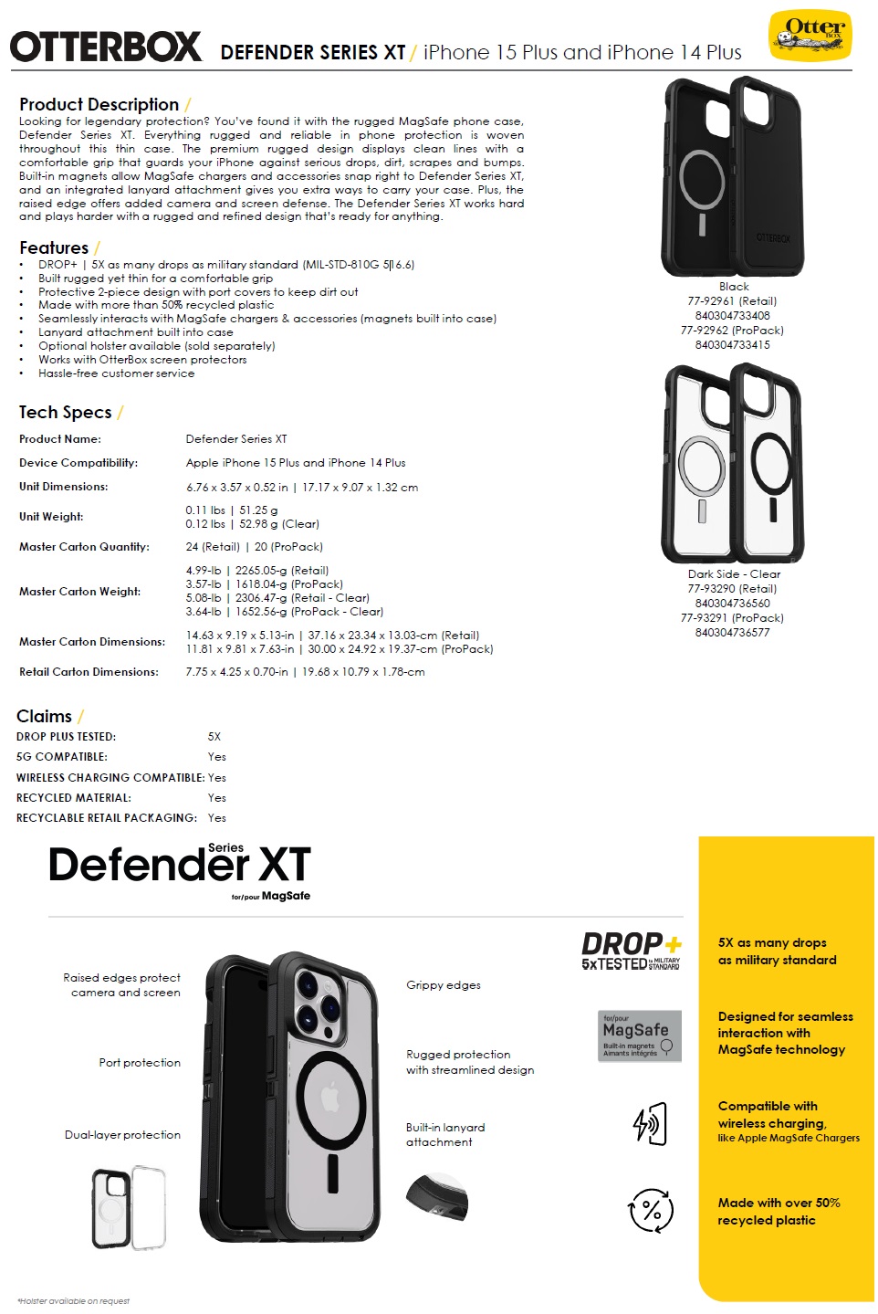 OTTERBOX DEFENDER SERIES CASE FOR IPHONE 15 PRO MAX - RUGGED PROTECTION