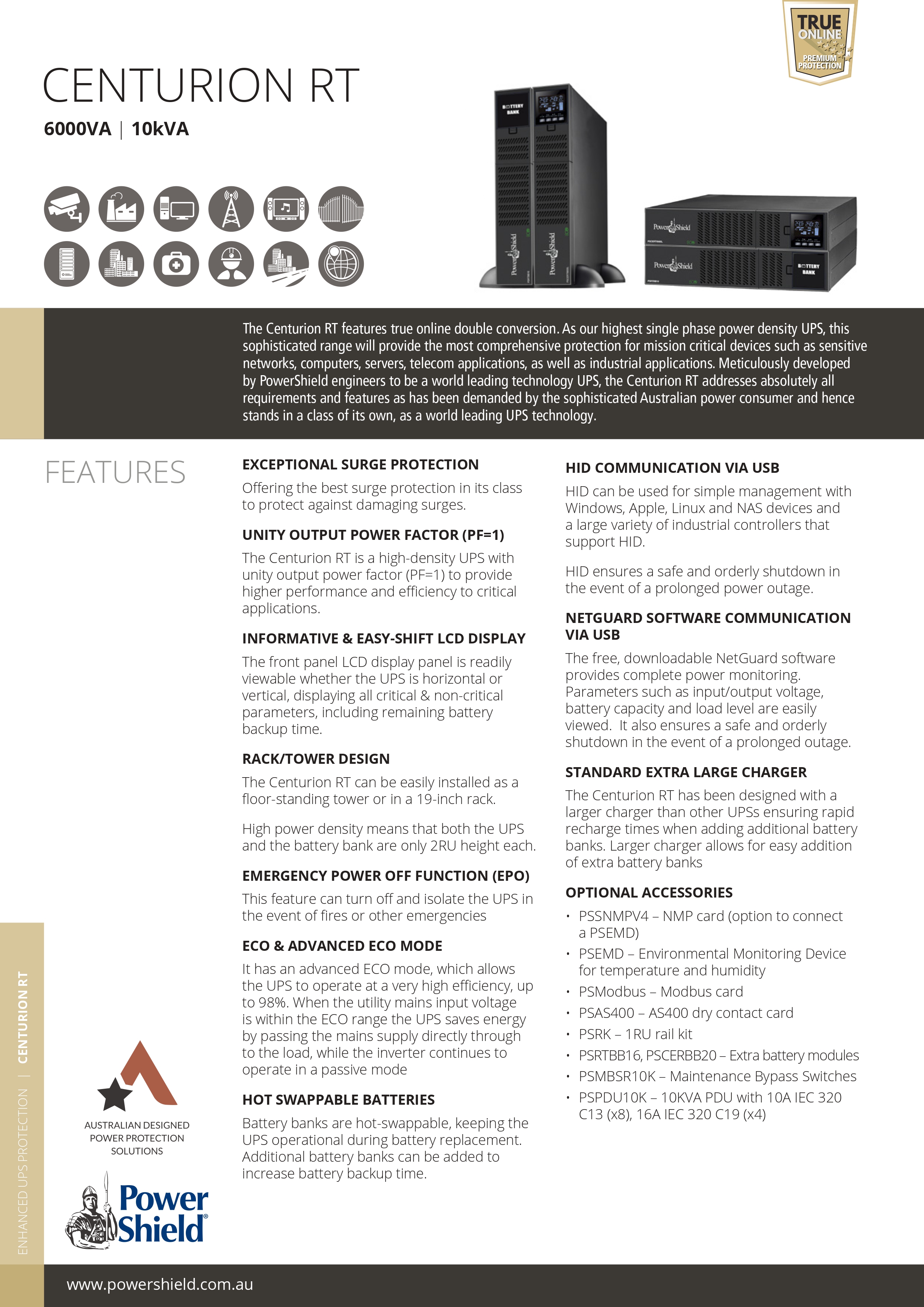 POWERSHIELD 10 OUTLET POWER SURGE PROTECTOR WITH USB PORTS