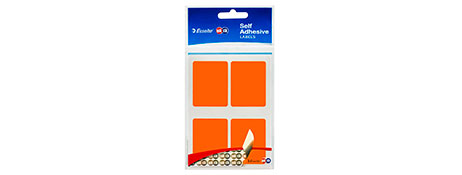 QUIKSTIK PERMANENT FLUORO ORANGE LABELS (35X45MM) HANGSELL PACK