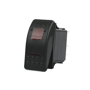 SPDT ILLUMINATED ROCKER SWITCH WITH RED COVER & LABELS FOR CUSTOM BUILDS