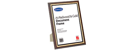 UNSPECIFIED MANUFACTURER REDWOOD & GOLD DOCUMENT FRAME FOR CERTIFICATES & AWARDS