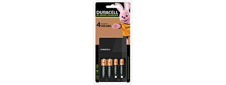 DURACELL ALL-IN-ONE AA/AAA BATTERY CHARGER WITH 4 RECHARGEABLE BATTERIES