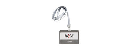 REXEL SILVER METALLIC ID CARD HOLDER & LANYARD SET
