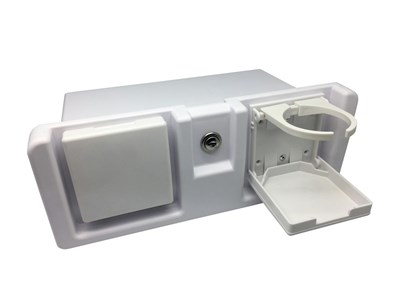 UNSPECIFIED MANUFACTURER SECURE STORAGE LOCK BOX WITH FOLD-OUT DRINK HOLDERS