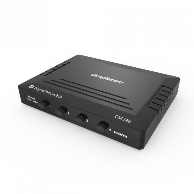 SIMPLECOM 3-PORT HDMI SWITCHER WITH REMOTE - SEAMLESS AV SWITCHING