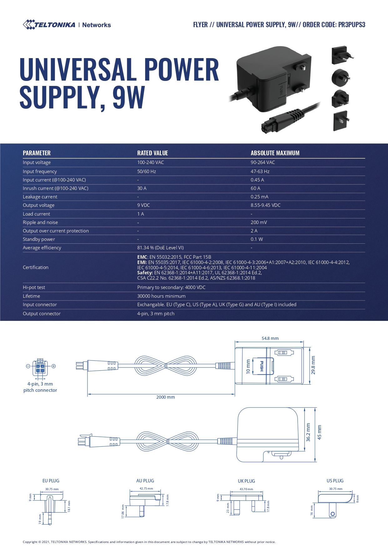 TELTONIKA PR3PUPS3 POWER SUPPLY UNIT FOR RELIABLE CONNECTIVITY
