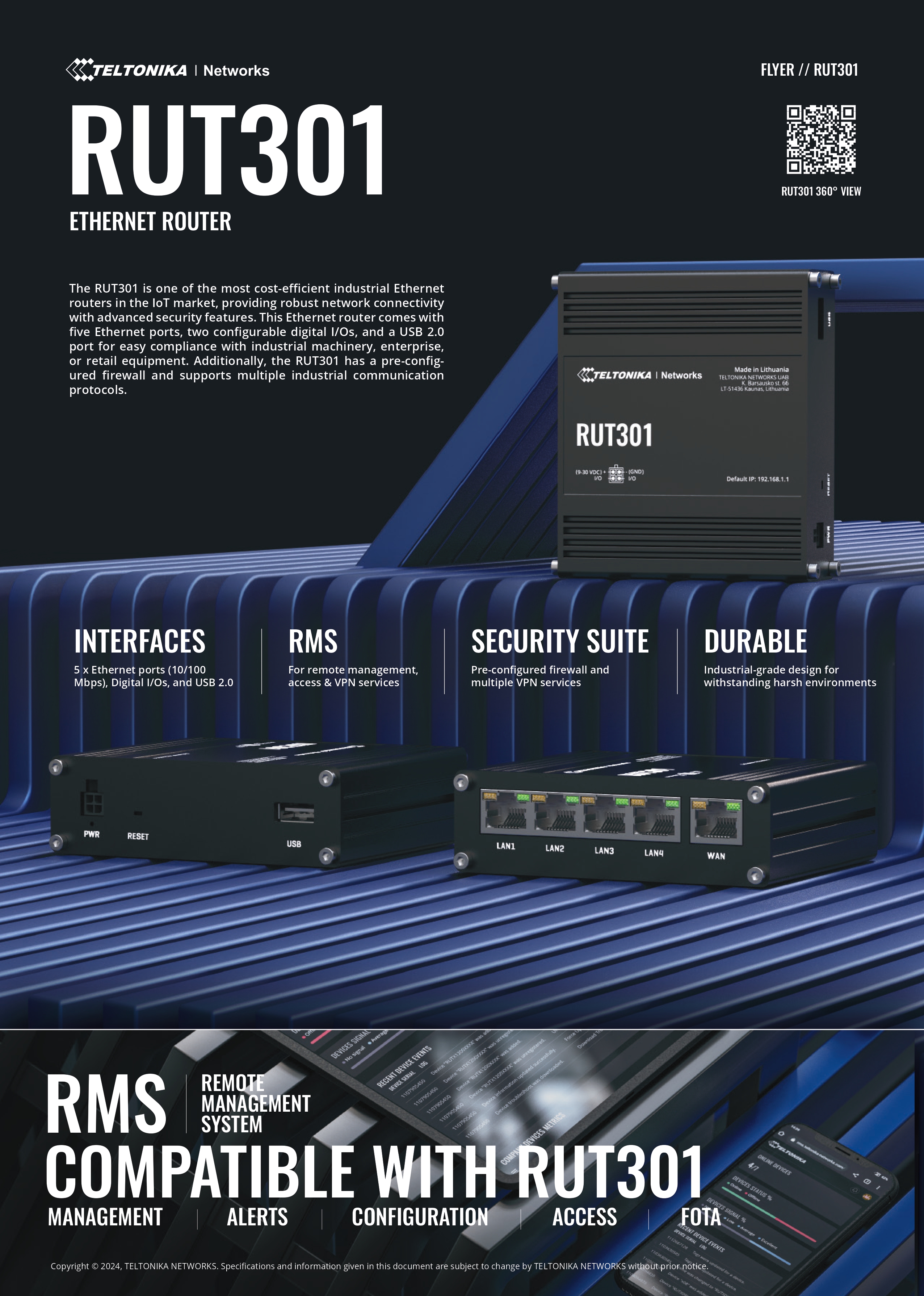 TELTONIKA RUT301 INDUSTRIAL IOT ROUTER FOR RELIABLE CONNECTIVITY