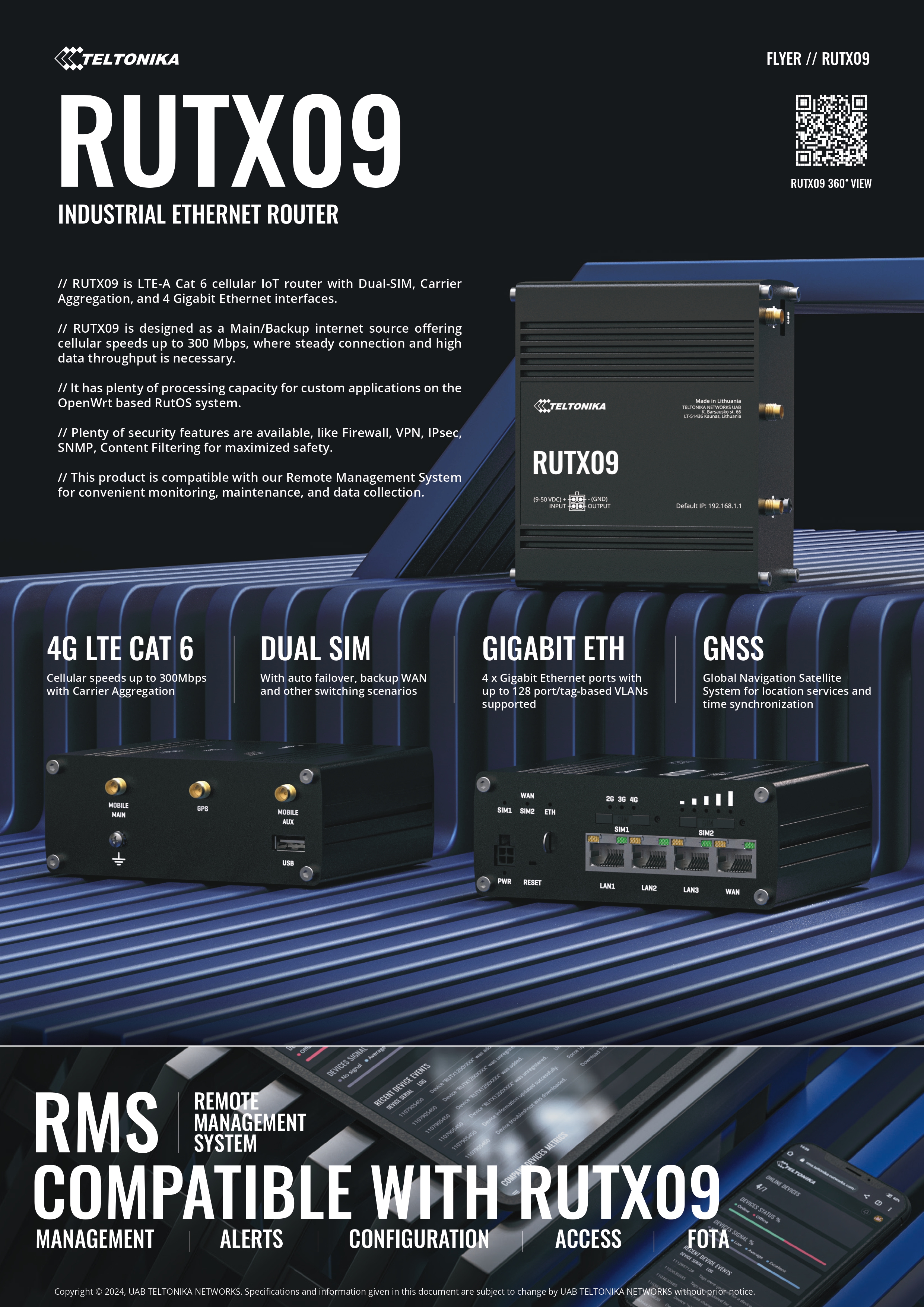 TELTONIKA RUTX09 INDUSTRIAL 4G LTE ROUTER FOR RELIABLE CONNECTIVITY