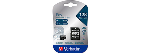 VERBATIM PRO 128GB U3 MICROSDXC CARD FOR 4K VIDEO & GAMING