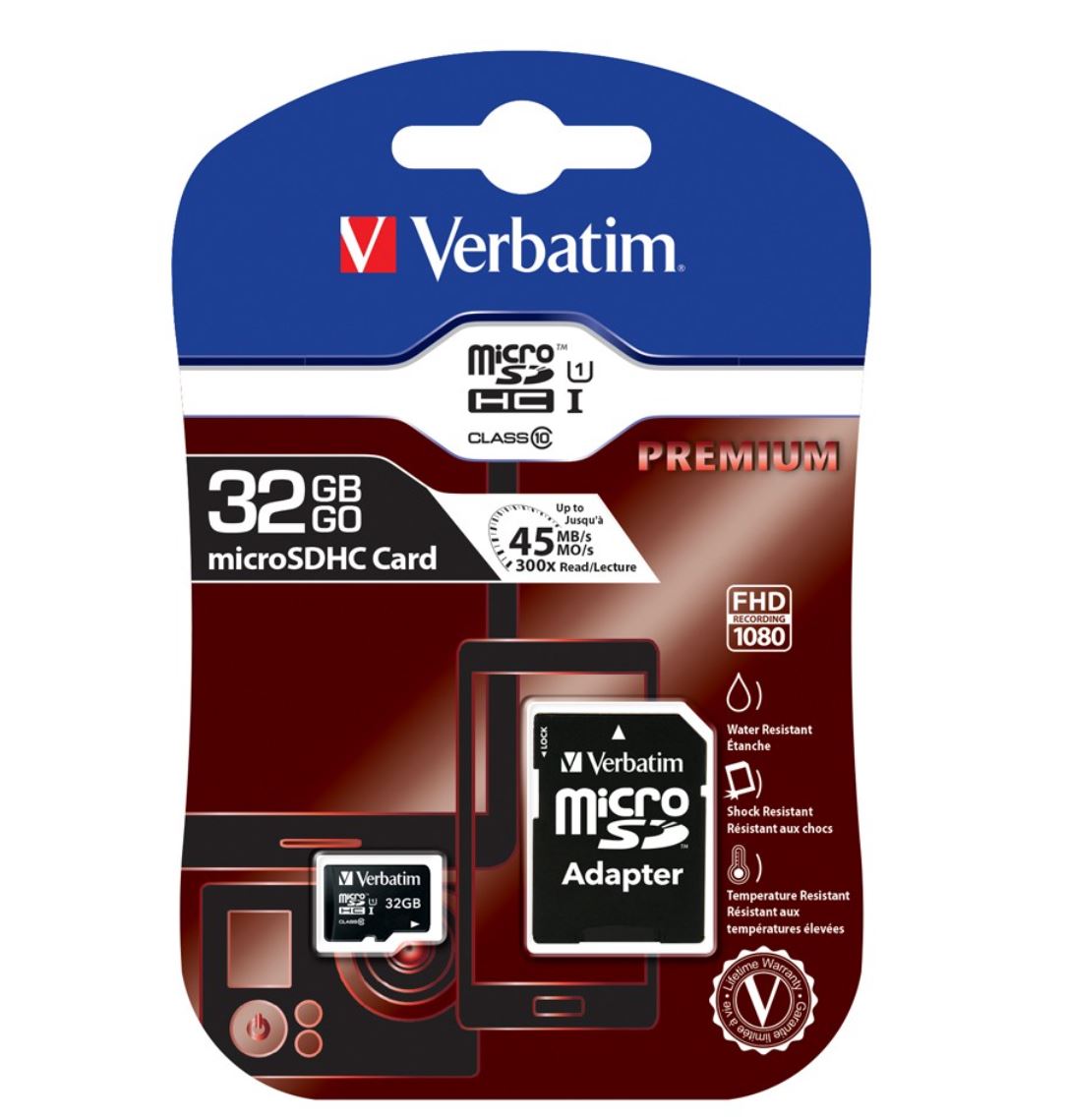 VERBATIM 64GB MICROSDXC CARD WITH ADAPTER - FAST STORAGE