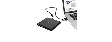 VERBATIM SLIMLINE EXTERNAL CD/DVD WRITER FOR LAPTOPS