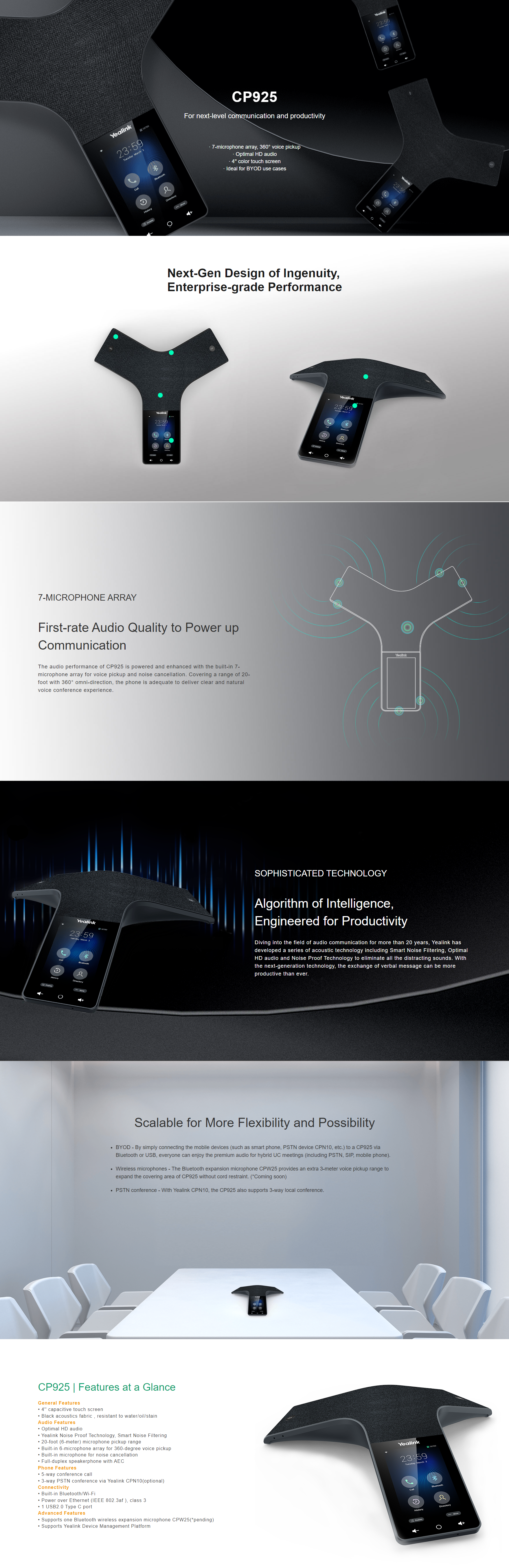 YEALINK CP925 TOUCH SCREEN IP CONFERENCE PHONE FOR GERALDTON