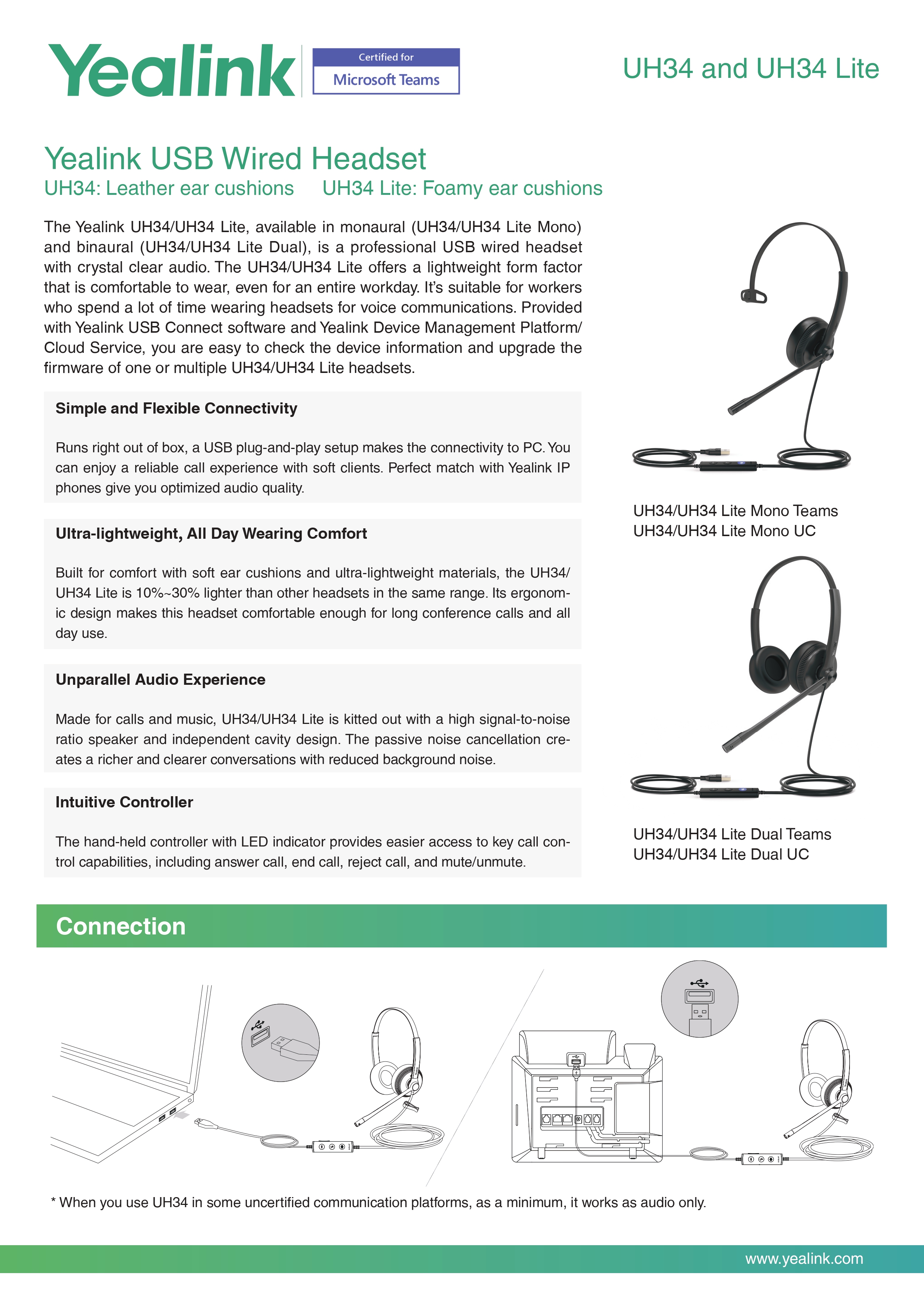 YEALINK UHM341 USB HEADSET FOR CLEAR CALLS IN GERALDTON