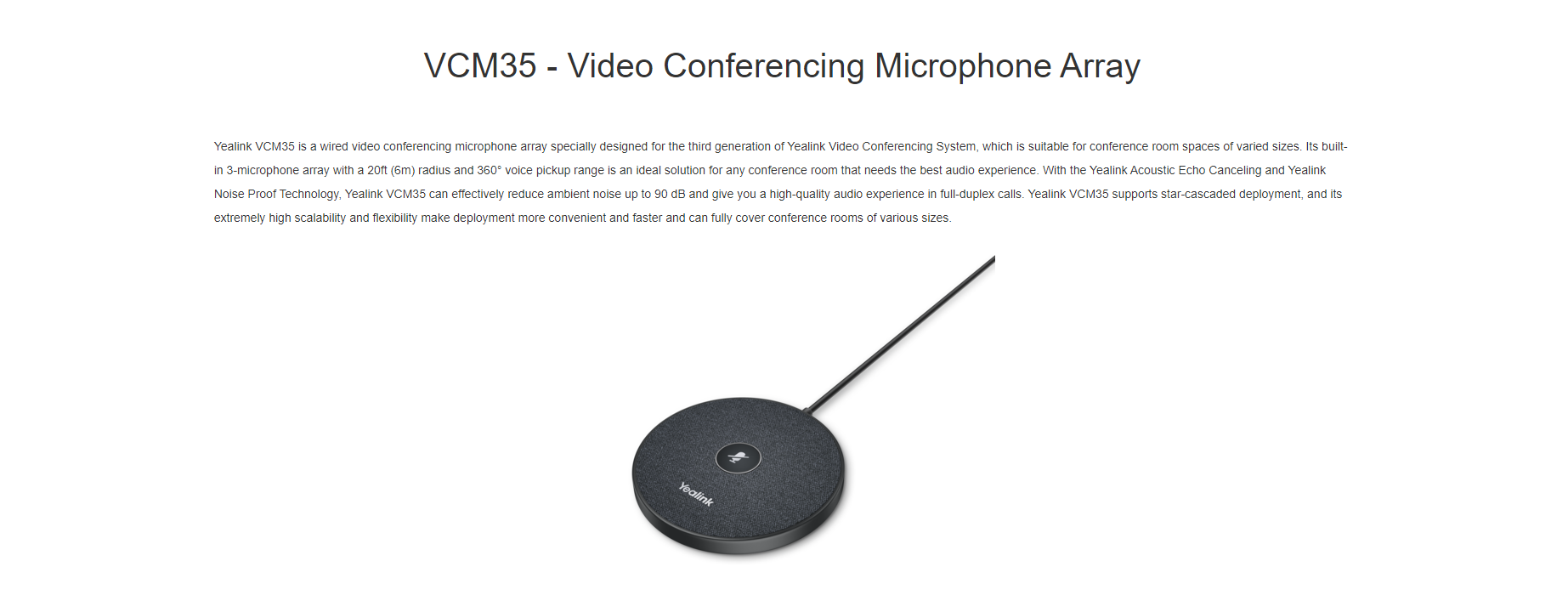 YEALINK VIDEO CONFERENCING MICROPHONE ARRAY FOR CLEAR CALLS