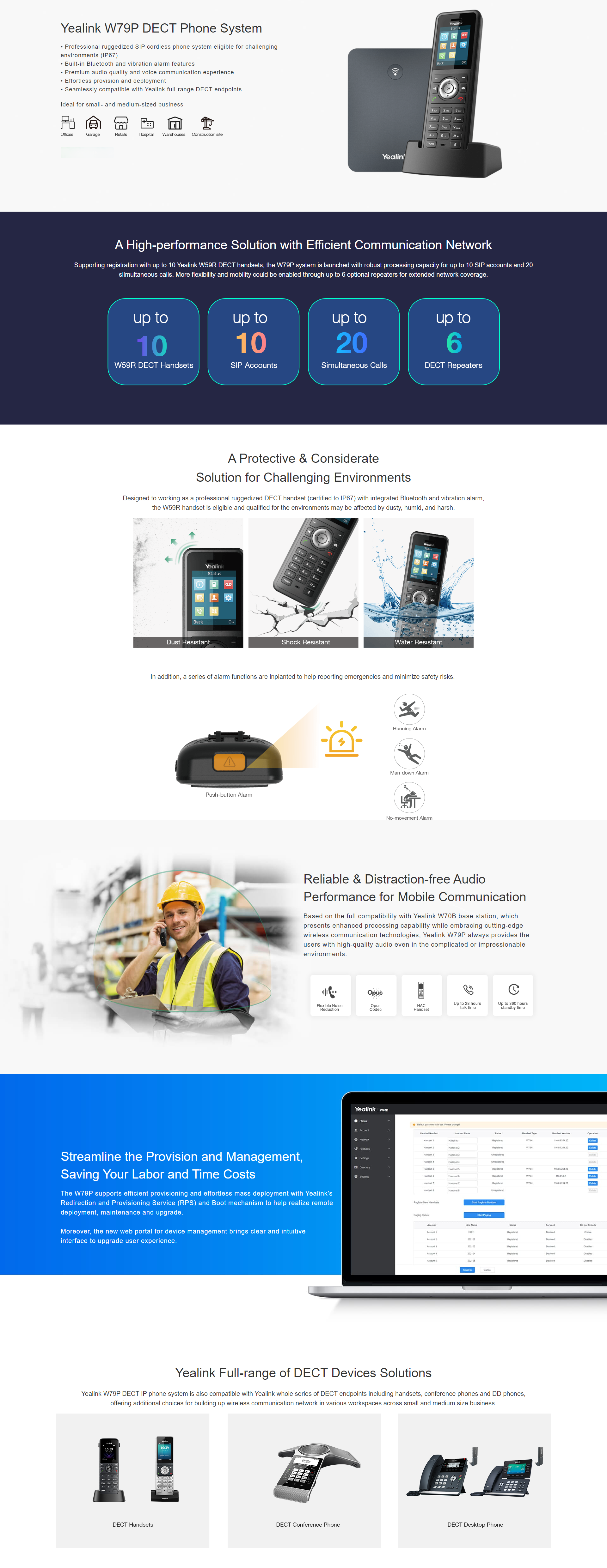 YEALINK W79P DECT CORDLESS IP PHONE SYSTEM FOR OFFICES